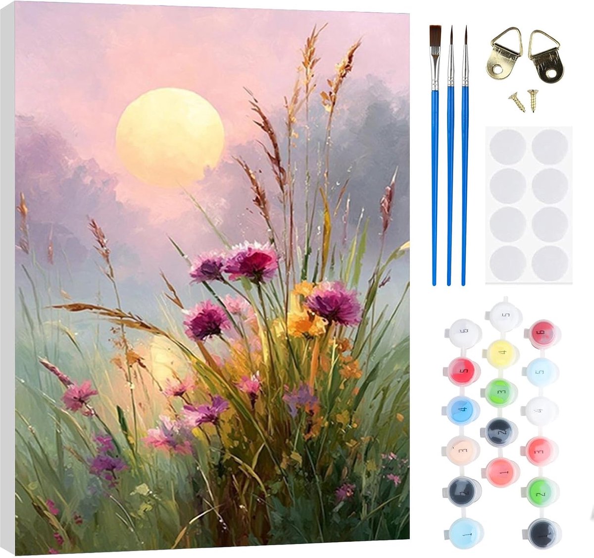 Schilderen op nummer 20 x 30 cm - Zonsopgang - Voor volwassenen en kinderen - Creatief cadeau - ShopVlot