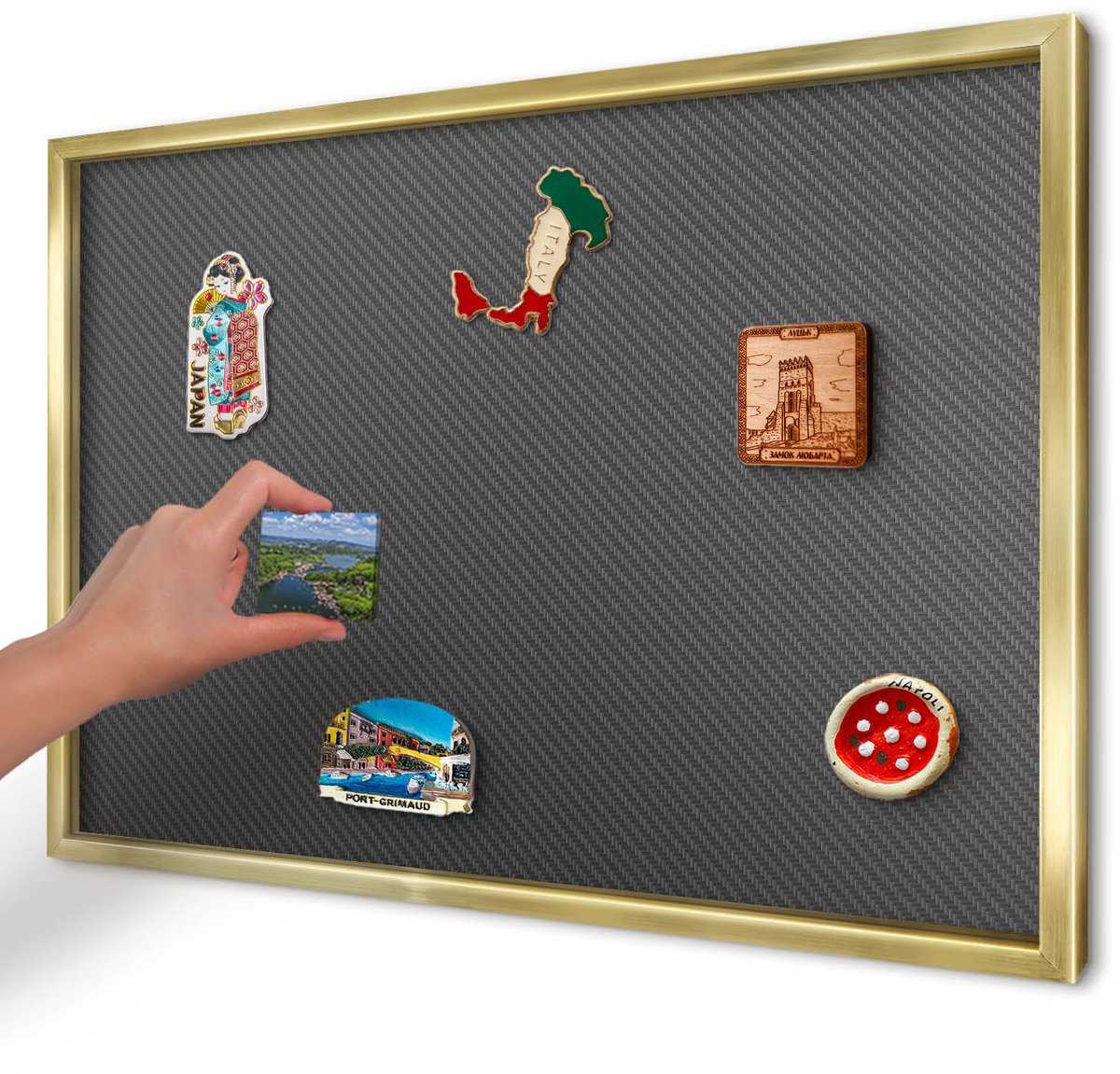 Artprintcave Zwart Magneetbord mit Gouden Frame - 60x40 cm - Geometrische Textuur Magneetbord Voor Foto's - Minimalist Wandbord Magnetisch - Texturen