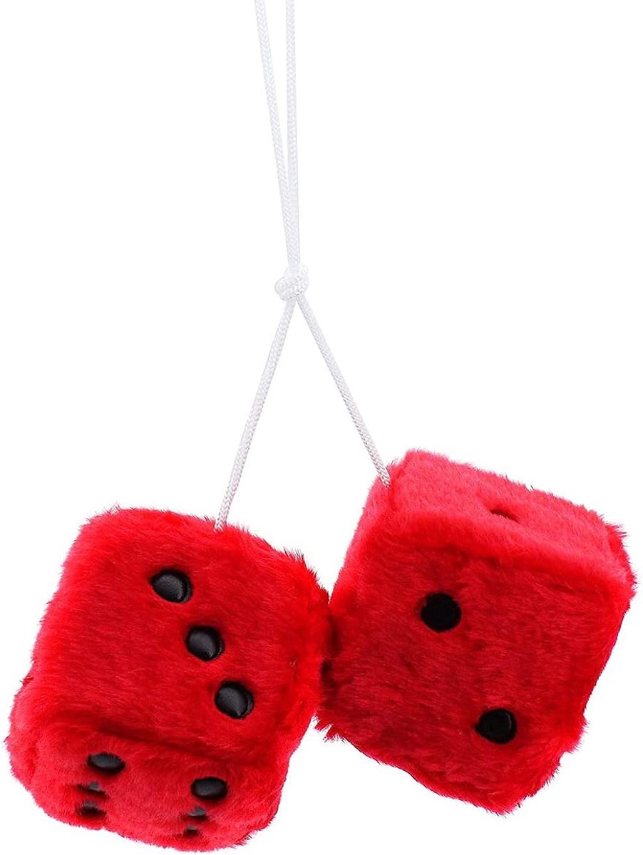 SnelShoppen - Hangende Fluffy Dobbelstenen Auto Accessoire, Fuzzy Kerstboom Dobbelstenen (Rood) | Ornamentdecoratie, Hangende Koppels Auto Pendant met