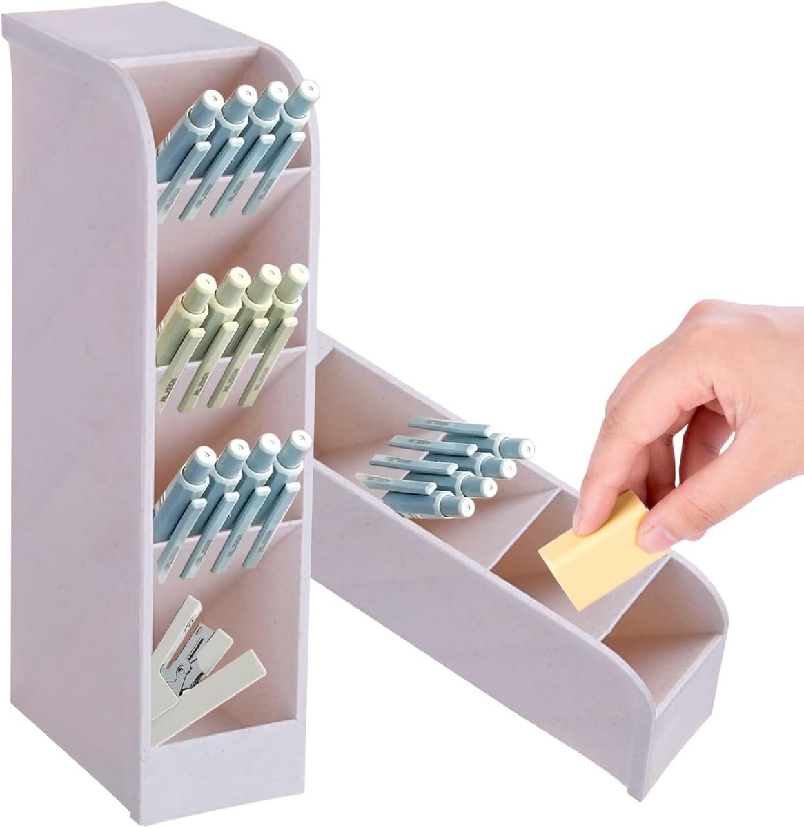 Bureau Organizer, Verticale Pen Organizer met 4 Compartimenten - Plastic Desk Organizer - ShopVlot