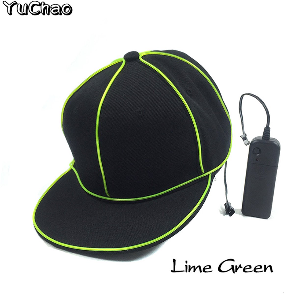 Doppler GlowCap LED Baseballpet – EL Wire Lichtgevende Pet – Festival, Carnaval & Rave – LimeGroen