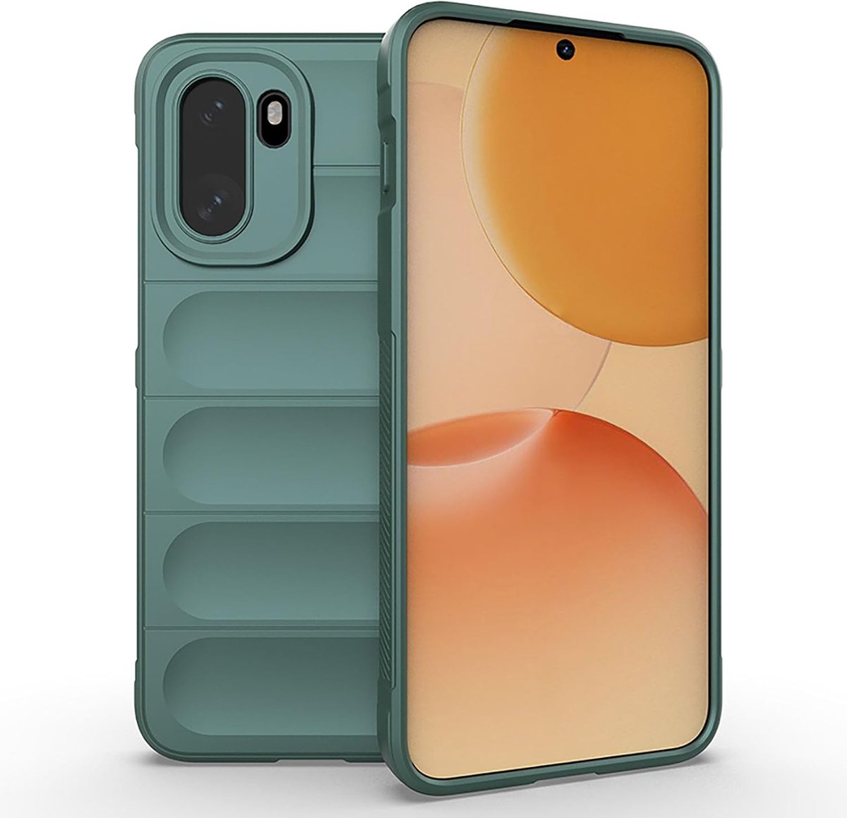 SnelShoppen - Hoesje voor OnePlus 15R, schokbestendig rubberen hoes, zachte siliconen airbag, zware bescherming, ultradunne groene case voor dagelijks