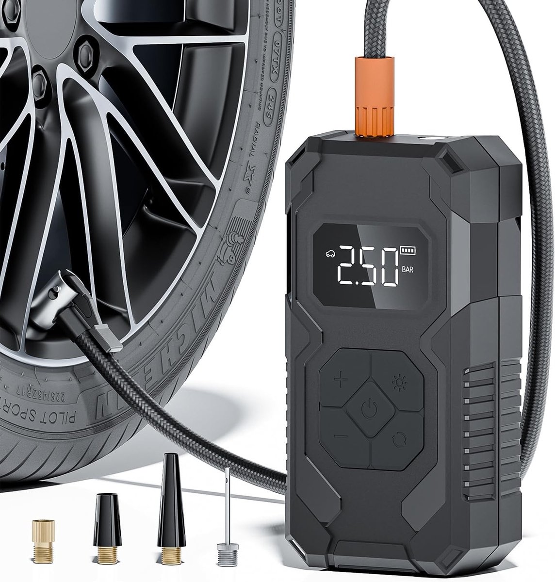 Draagbare Elektrische Luchtpomp - 150 PSI - 15000 mAh Accu - LCD Display - Voor Auto, Fiets en Motorfiets