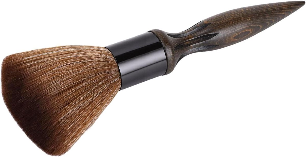 Nekstofborstel - Kappersborstel Salonborstel - Haarknipsels Verwijderen - Zachte Huidvriendelijke Vezels - 23.5 cm - Houtkleur