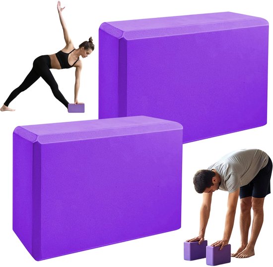 Yogablokken Set - Yoga Blocks - 2 Stuks - Ronde Hoeken - EVA - 23x15x8 cm - Thuis Yoga Oefeningen - Duurzaam & Antislip - Yoga en Pilates - Voor Hoofd, Rug en Heupen - Paars — afbeelding 5
