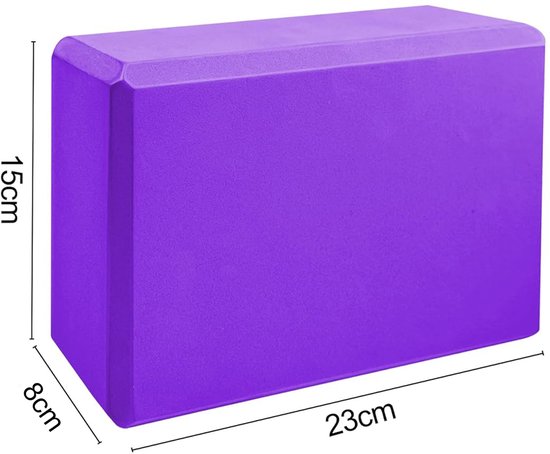 Yogablokken Set - Yoga Blocks - 2 Stuks - Ronde Hoeken - EVA - 23x15x8 cm - Thuis Yoga Oefeningen - Duurzaam & Antislip - Yoga en Pilates - Voor Hoofd, Rug en Heupen - Paars — afbeelding 3