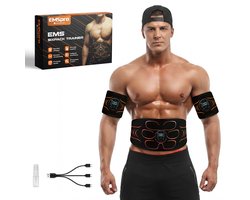 EMS Pro Buikspiertrainers Elektrisch - 107 CM lang & 42 CM lang - Inclusief Armspieren trainer - Ab Trainer - Buiktrainer Buikband - Zweetband voor Afslanken - Tens Massage Apparaat - Buikspieren Spierstimulator