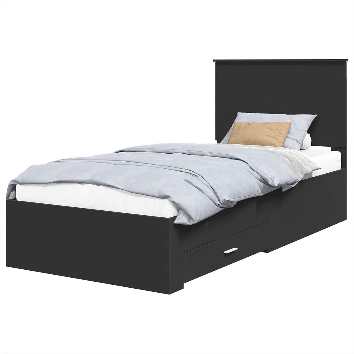 Bedframe met lade - Opbergbed Frame - Slaapkamer Organisatie - Stijlvol Rechthoekig Ontwerp - 100 x 200 cm - Zwart
