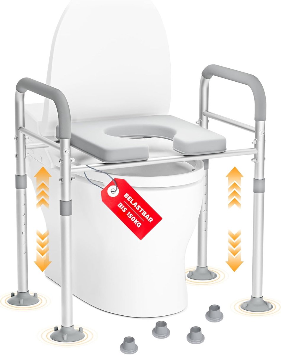SnelShoppen - Toiletverhoger met Armleuningen, In hoogte verstelbare Toiletverhoger, Ergonomische Opsta-hulp voor Senioren, Zwangere Vrouwen en Person