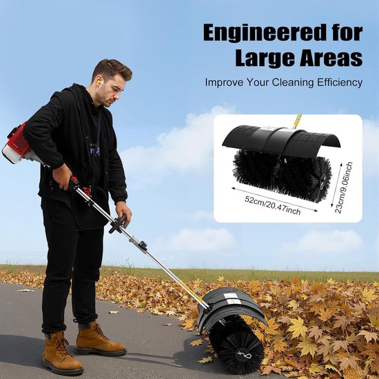 Benzine Veegmachine - Motorbezem Sneeuwruimer - Buiten Reinigen - 52cc 2-takt Motor - 52 cm Borstelbreedte - Zwart Rood — afbeelding 5