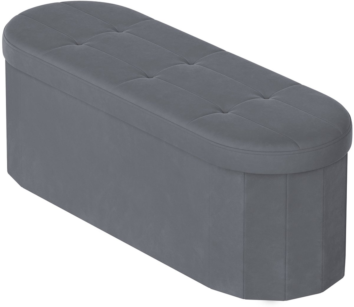 Bank met opbergruimte - Opbergbox en inklapbare voetensteun - 38 x 110 x 38 cm - Grijs