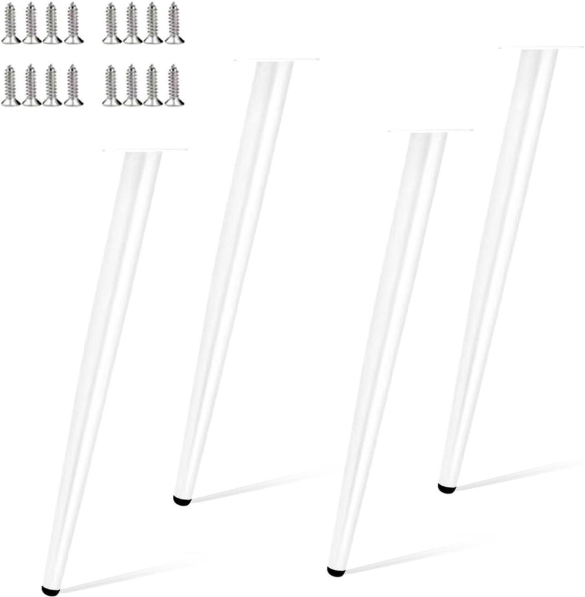 Tafelpoten Set - Meubelpoten Vervangend - Meubels Upgraden - Verstelbaar Antislip Voetkussen - 40 cm - Wit