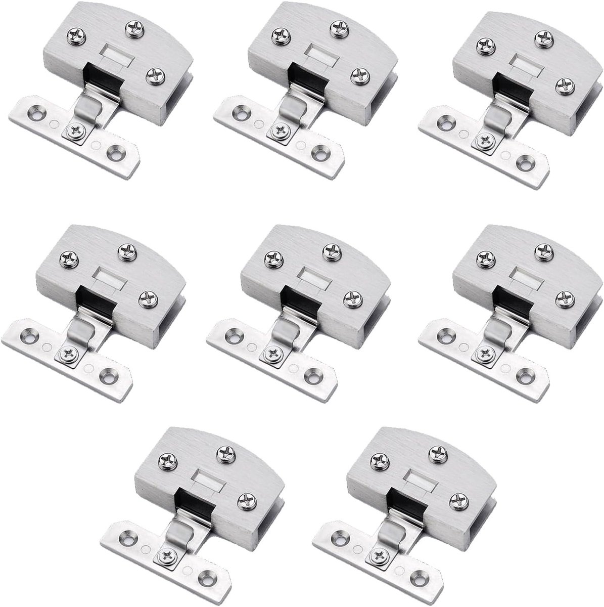 Glasdeur Scharnier - 8 Stuks - Scharnieren voor 3-7mm Glasdeuren - Zilver