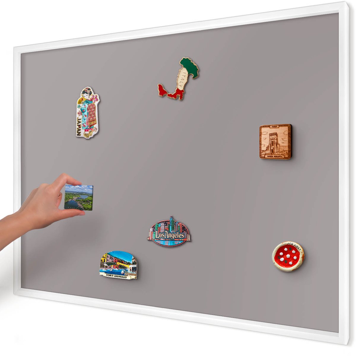Artprintcave Paars Magneetbord mit Witte Lijst - 100x70 cm - Asgrijs Magnetisch Bord - Minimalist Memobord Keuken - Achtergronden En Patronen