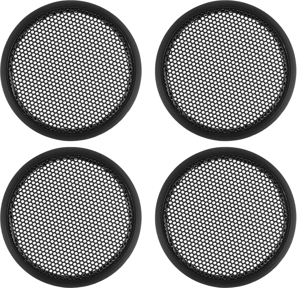 SnelShoppen - 4 Stuks 1.5 Inch Zwarte Speaker Grill Covers voor Auto en Thuis - Universele Pasvorm voor Geluidsinstallaties, Duurzaam en Beschermend