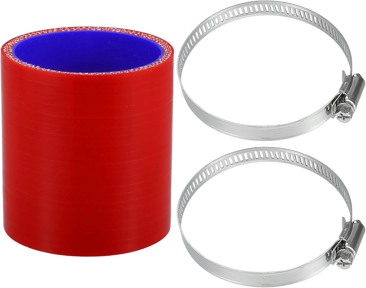 SnelShoppen - Universele Siliconeslang 60mm ID 76mm Lengte 0° Koelvloeistofslang 4-Laags 5mm Dikte Inlaat/Turbo/Intercooler Rood Blauw 1 Set