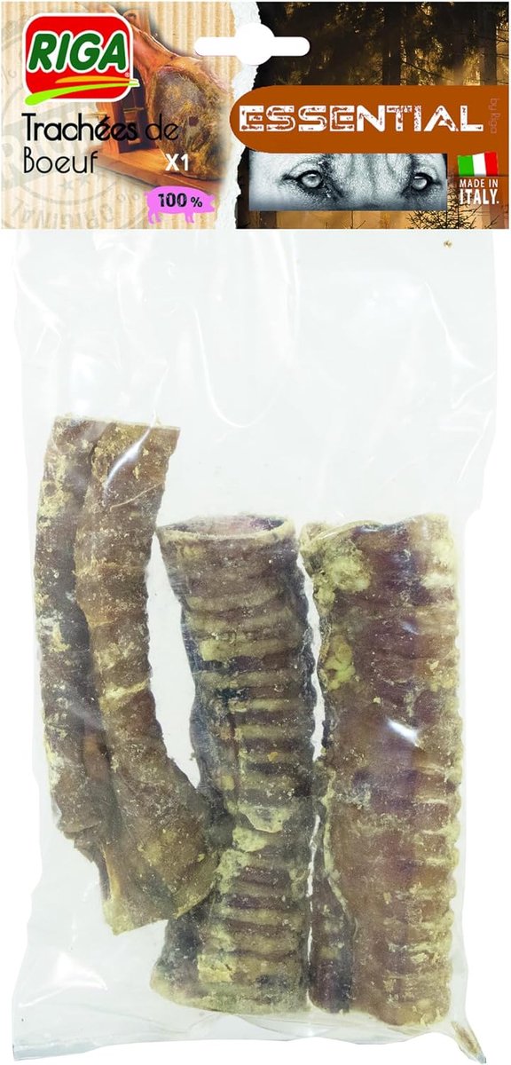 SnelShoppen - Essentiële Rundtrachea 100 g - Complementair Hondenvoer, Natuurlijk, Gezond, Snacks voor Honden, Beenhapjes, Kauwsnack, Vlees, Voor Alle
