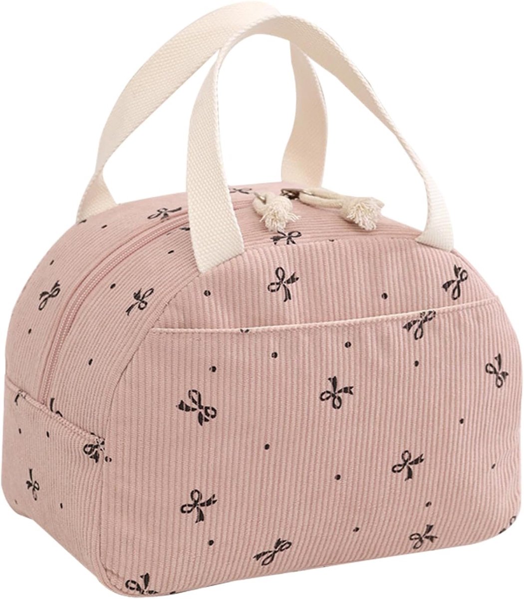 Uwiyo Lunchtas voor vrouwen, geïsoleerde lunchtas, corduroy grote lunchboxen, draagtas, herbruikbare koeltassen voor - ShopVlot