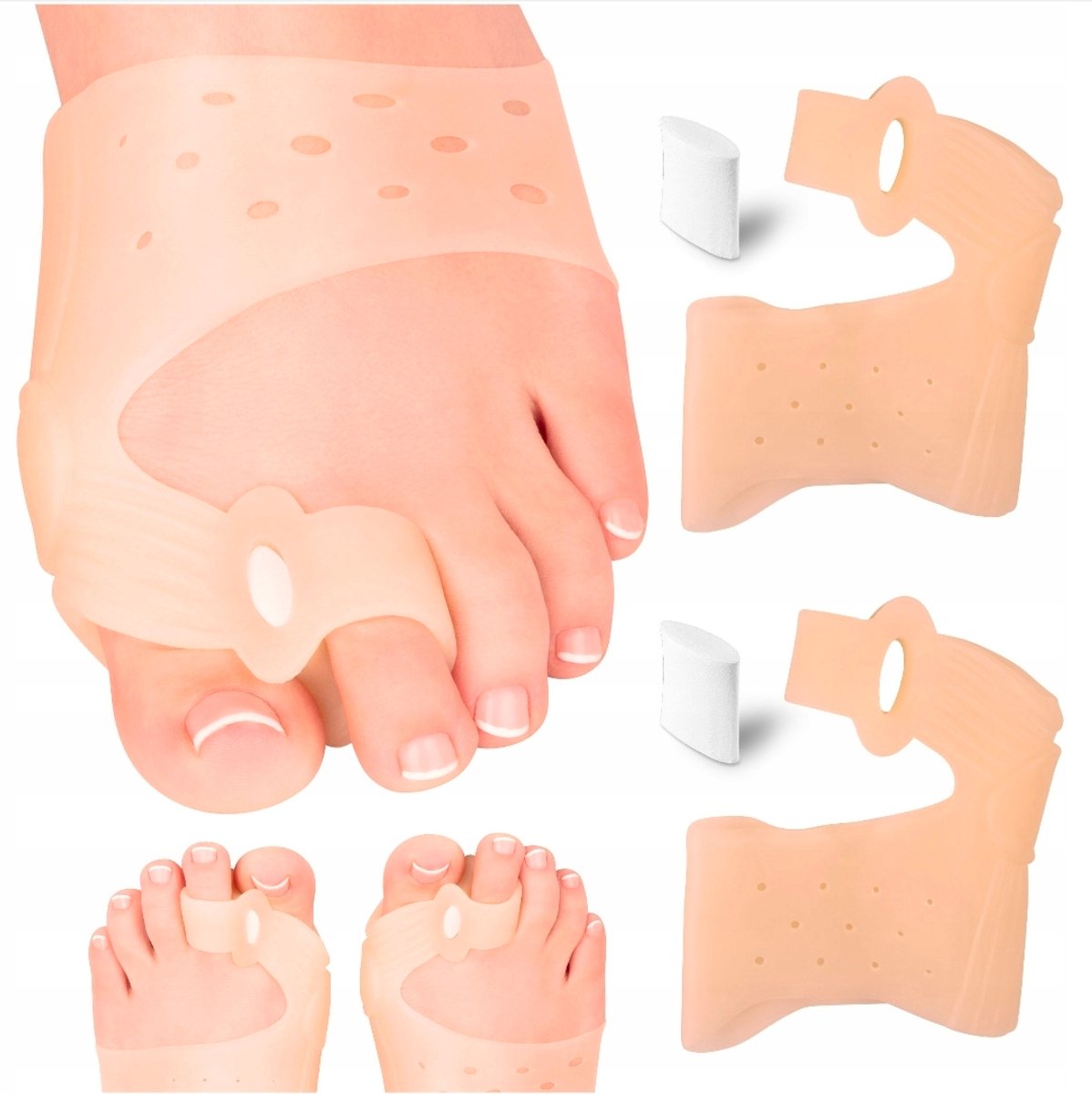 Hallux Valgus Separator met Steun en Teenenspreider – Universele Maat (35-46) – Beige