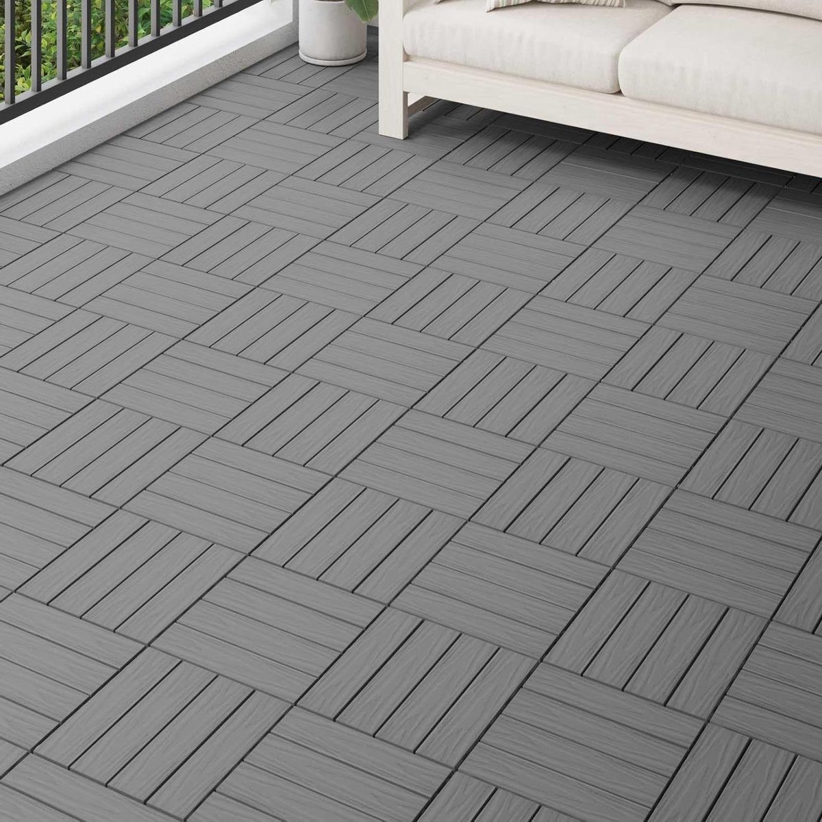 Terrastegels WPC - Buiten vloertegels - Veranda Aankleden - Modern 3D-patroon - 30 x 30 cm - Grijs
