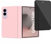 ChiGuard Hoesje & Privacy Screenprotector geschikt voor Samsung Galaxy Z Fold 8 - Privé Gehard Glas Cover - Case - Rose