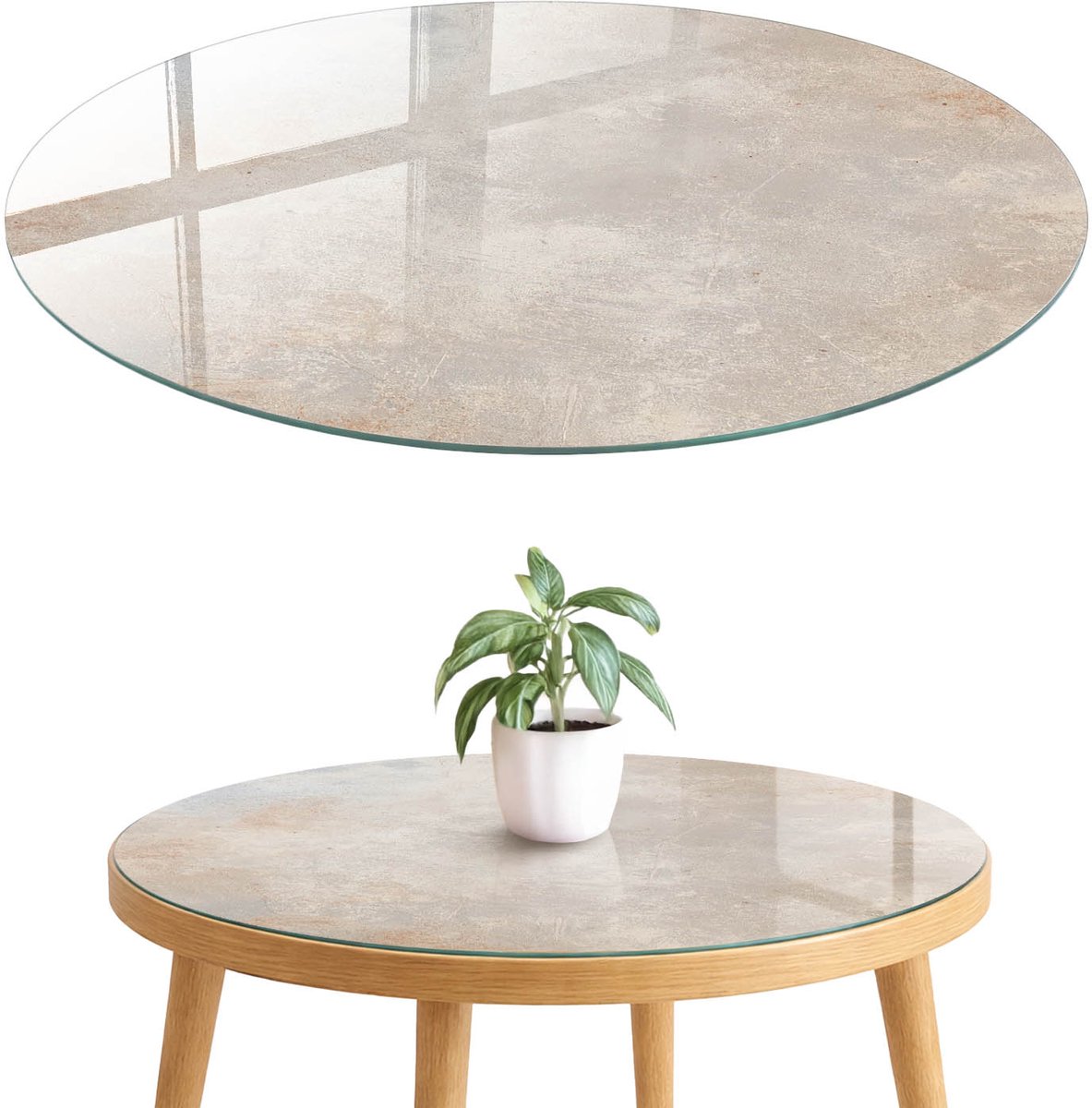 ArtPrintCave Subtiele textuur Glazen Tafelblad fi70 cm - Tafelblad Rond - Grijs Bureaublad - Texturen Glazen Eettafel