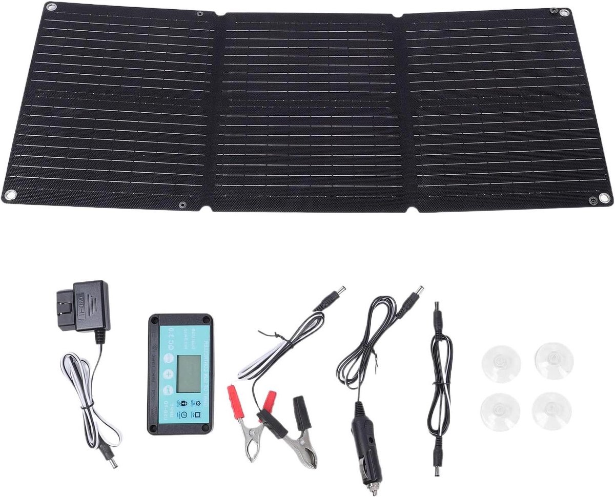 Zonne Energie Oplader - Batterijlader Zonnepaneel - Batterij Onderhoud - Hoge Conversie Ratio - 200W - Zwart