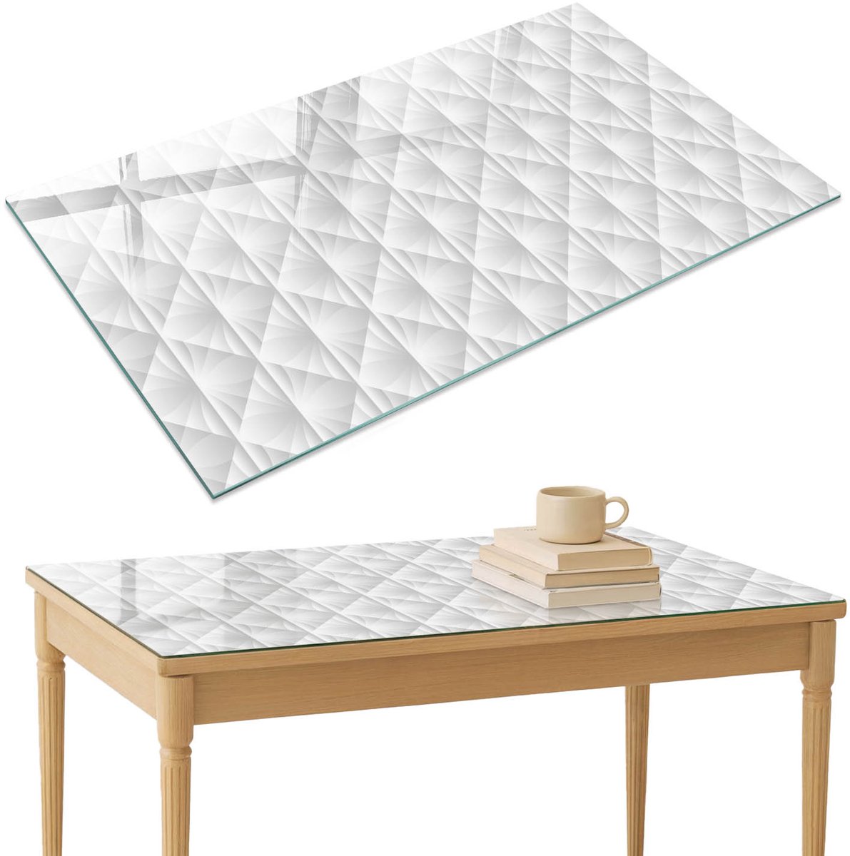 ArtPrintCave Geometrische patronen Glazen Tafelblad 120x80 cm - Tafelblad Rechthoek - Wit Keukentafel - Achtergronden en patronen Eettafel Met Glasplaat