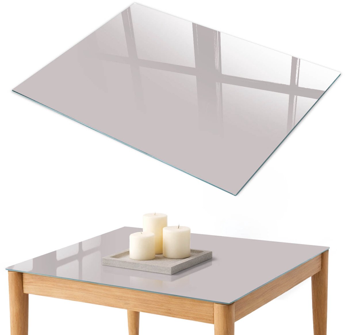 ArtPrintCave Asgrijs Glazen Tafelblad 100x70 cm - Tafelblad Rechthoek - Roze Keukentafel - Achtergronden en patronen Terrastafel