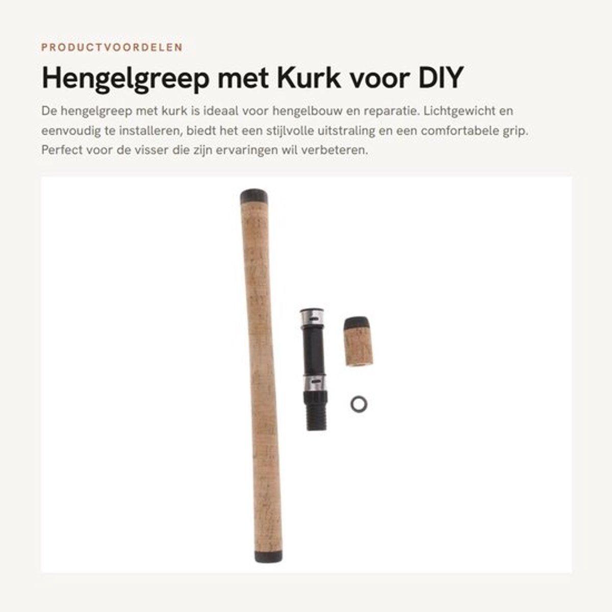 Hengelgreep Lichtgewicht - Kurk Handvat - DIY Hengelbouw - Hengelreparatie - Composiet - Totale Lengte 47,5 cm - Vishengel
