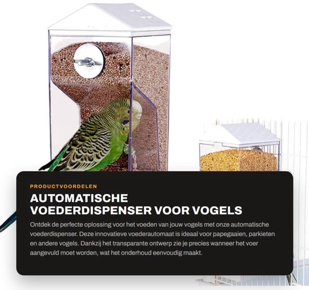 Voederdispenser Automatisch - Vogelvoederdispenser - Voederautomaat - Voedselcontainer - Transparant - Eenvoudig te reinigen - Vogelvoederautomaat