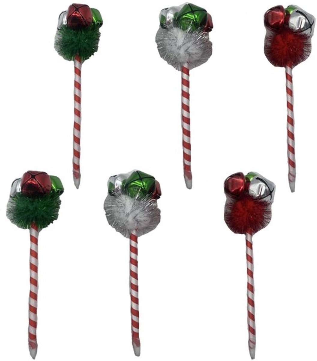Balpen Kerst - 6 Stuks - Unieke Vorm - Comfortabele Grip - Duurzaam - Geschikt voor Feesten - Kerstpen