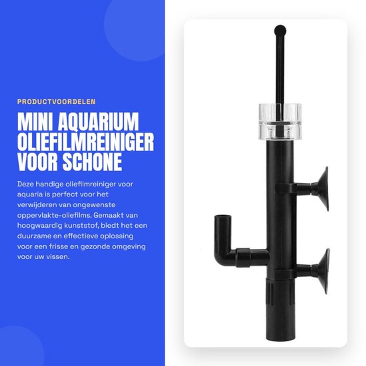 Aquariumfilter Mini - Oliefilmreiniger - Duurzaam - Hoogwaardig Kunststof - Eenvoudig te gebruiken - Houdt water schoon - Aquariumreiniger