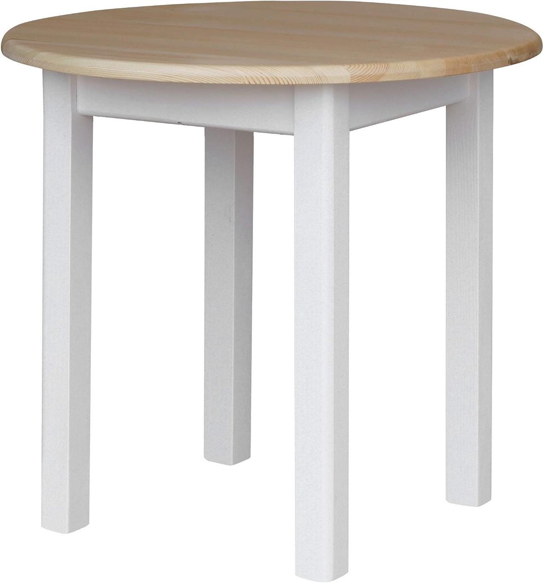 Ronde Eettafel - Houten Tafel Keuken - Gezellig Tafelen - Massief Grenenhout - 80 cm - Wit