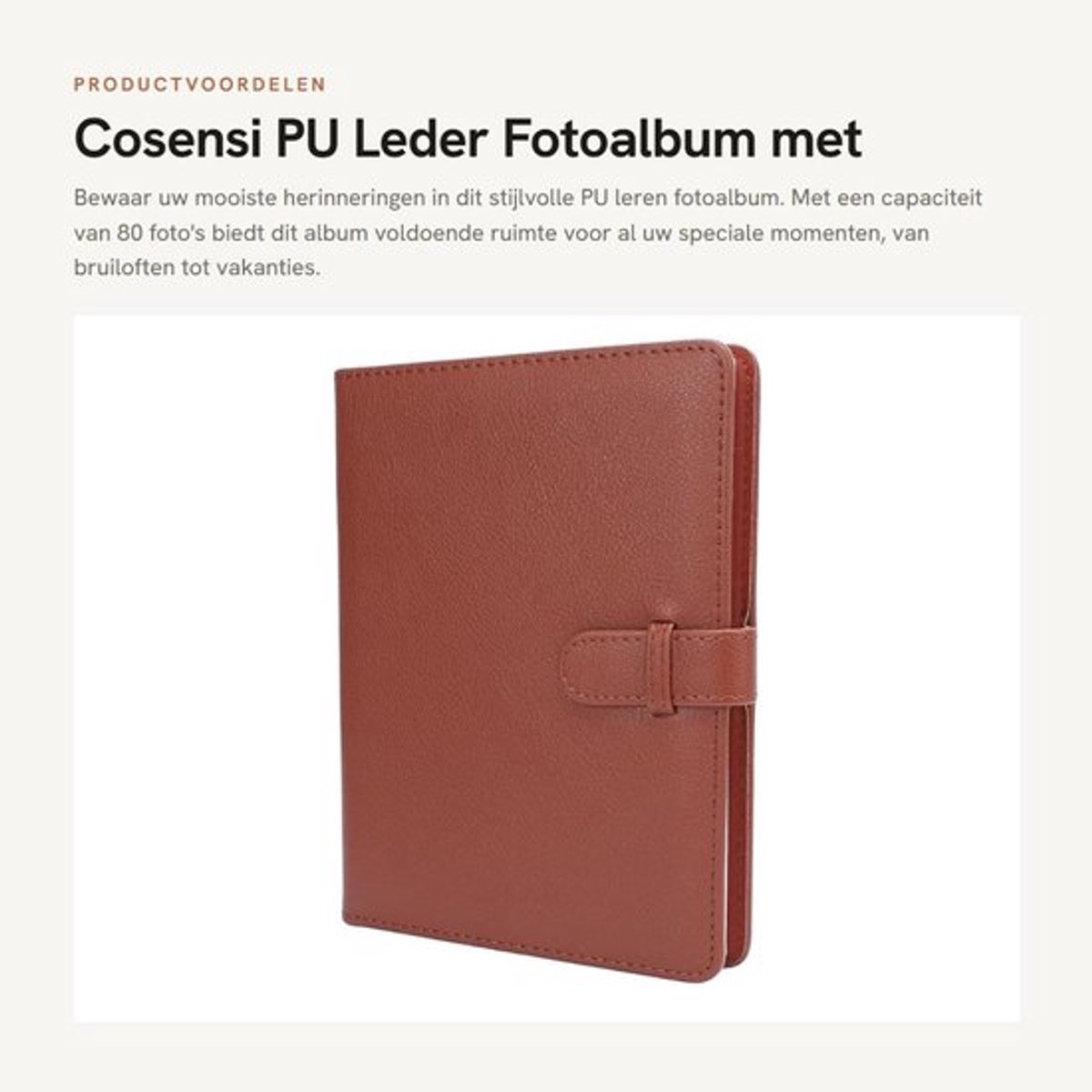 Fotoalbum Grote Capaciteit - PU-Leren Hoes - Scheurbestendige Binnenkant - Draagbaar - Gastenboek Bruiloft - Veilig Gespontwerp - Herinneringenboek