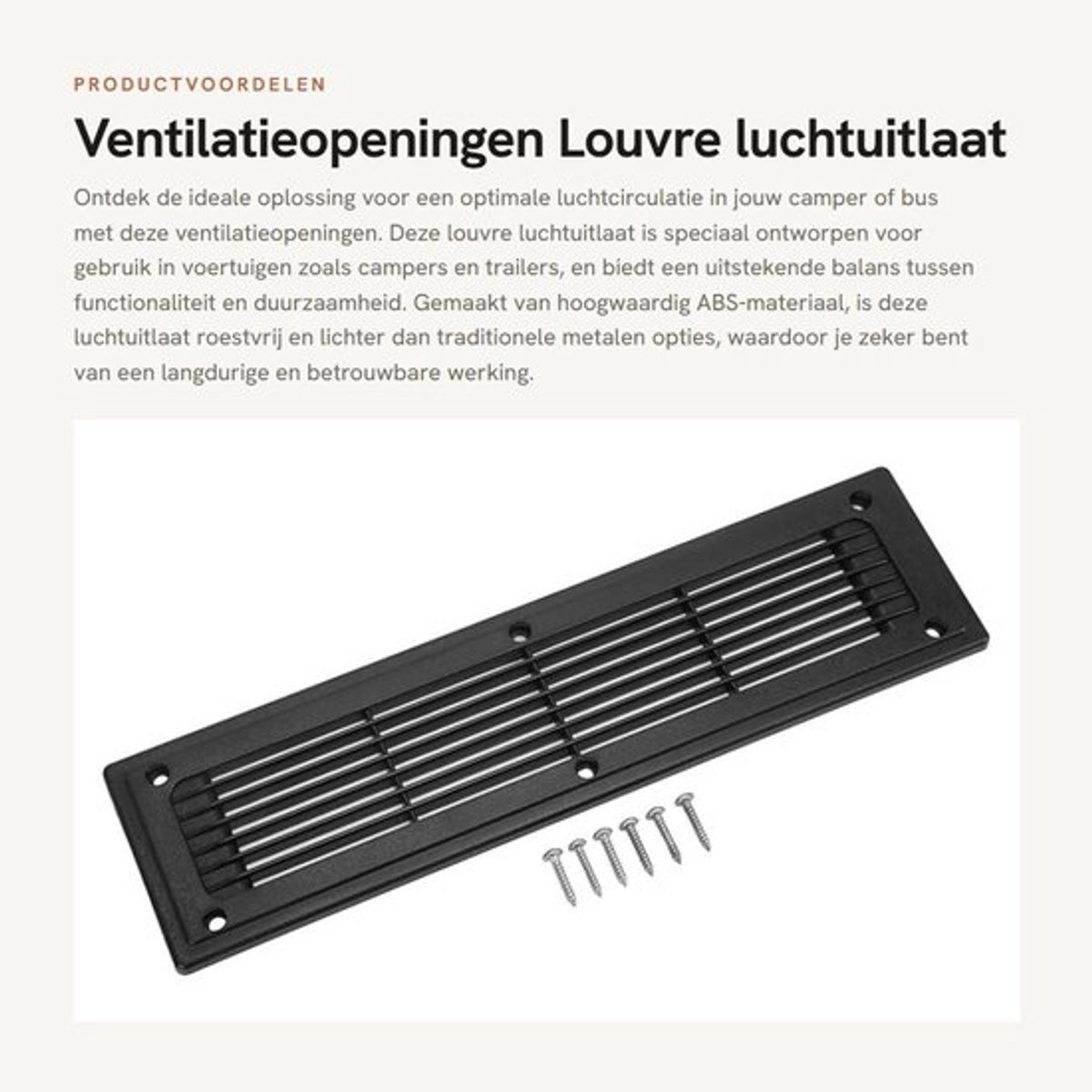 Ventilatiepaneel 300x80mm - Ventilatie - Luchtuitlaat - Schroefmontage - Duurzaam ABS - Rechthoekig ontwerp - Ventilatierooster