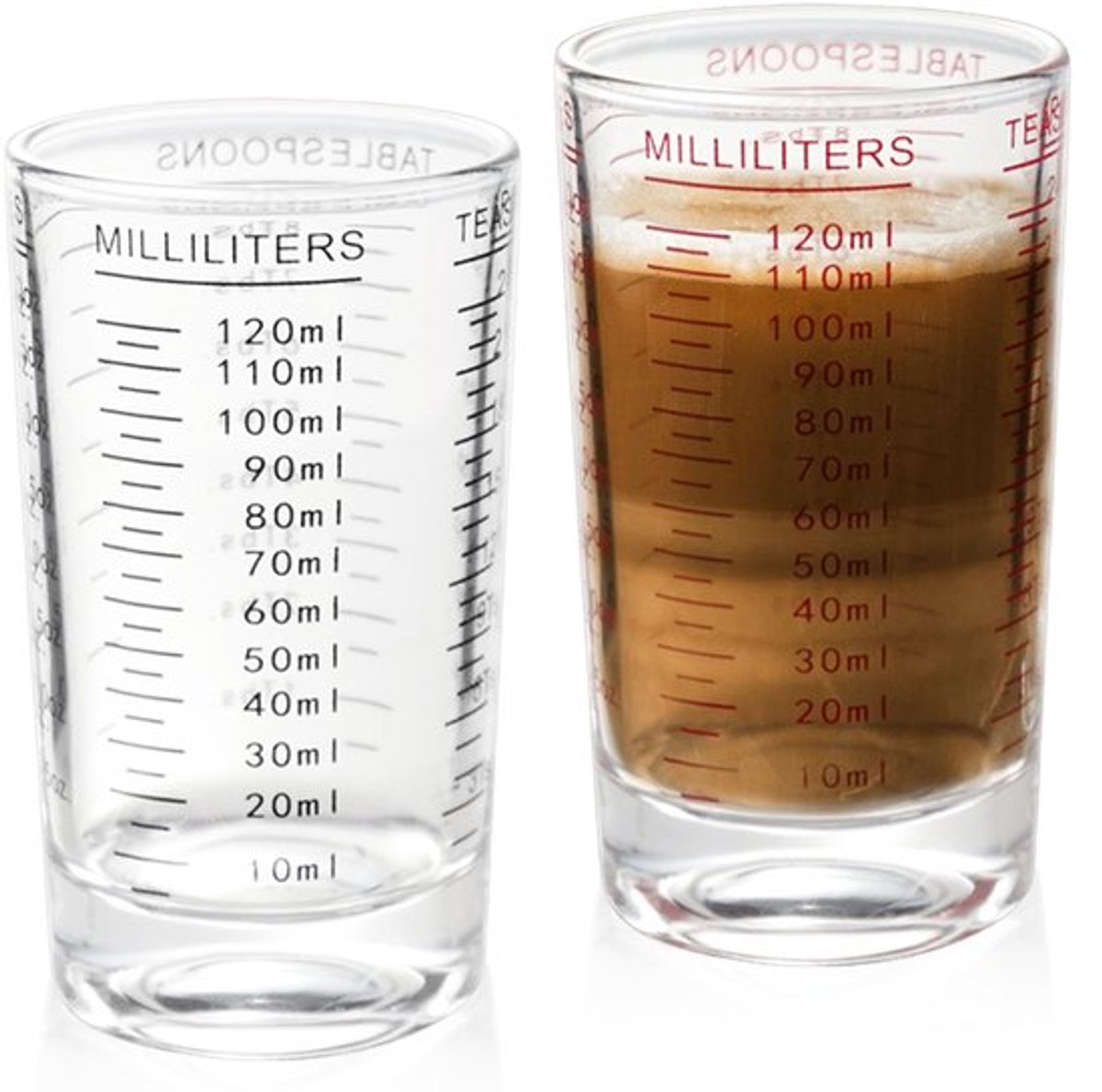 Maatbeker Klein 120 ml - Maatbeker Glas - Borrelglaasjes - Hittebestendig - Duidelijke Markeringen - Ruimtebesparend - Borrelglas