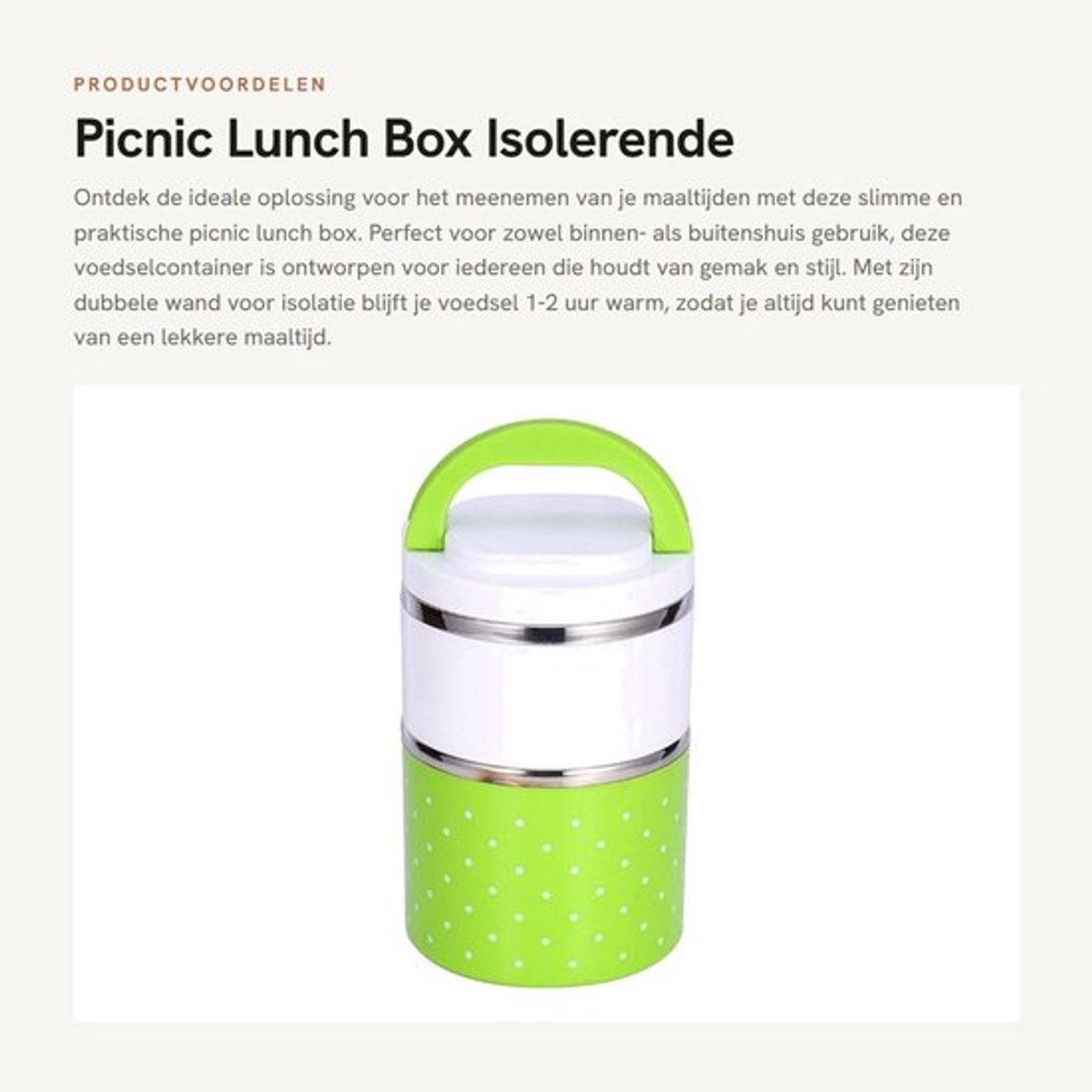 Lunchbox RVS 940ml - Thermisch - Lekvrij - Dubbelwandig - Met Handvatten - BPA-vrij - Geschikt voor Vaatwasser - Voedselcontainer