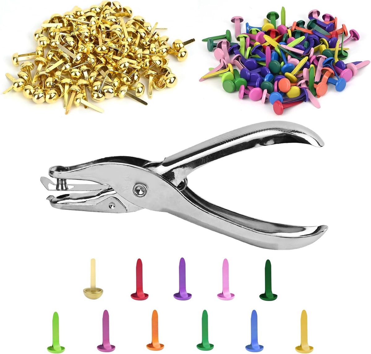 Set van 200 Ronde Patroonzakclips - Meerkleurig - Standaardmaat - Ijzer - Voor Kantoor en Knutselen