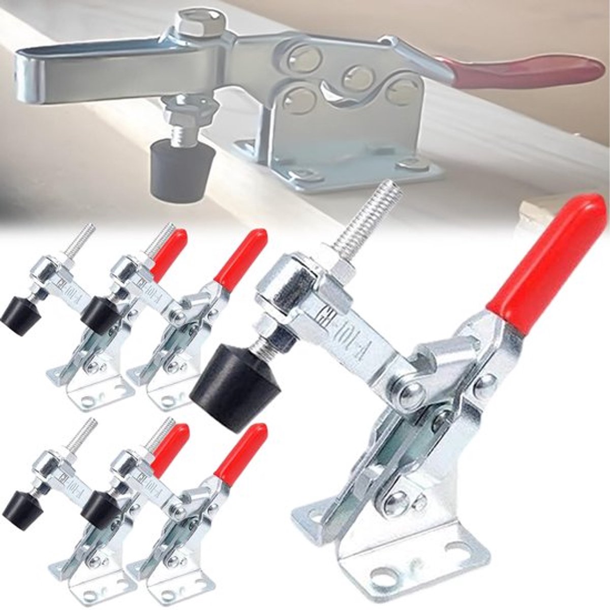 Toggle Clamp - Heavy Duty Klem - Antislip Handgereedschap - Rood - Klemkracht tot 180kg - Voor kasten en deuren - Model GH-101-A