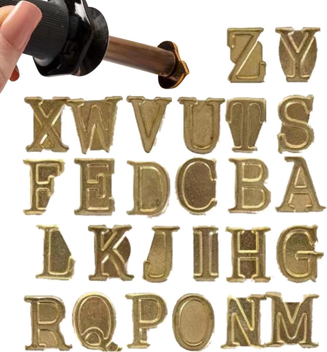 Houten Stempel Set - Brandstempel Alfabet - Hout Bewerken - Pure Koperen Stempels - 1 cm Hoog - Messing