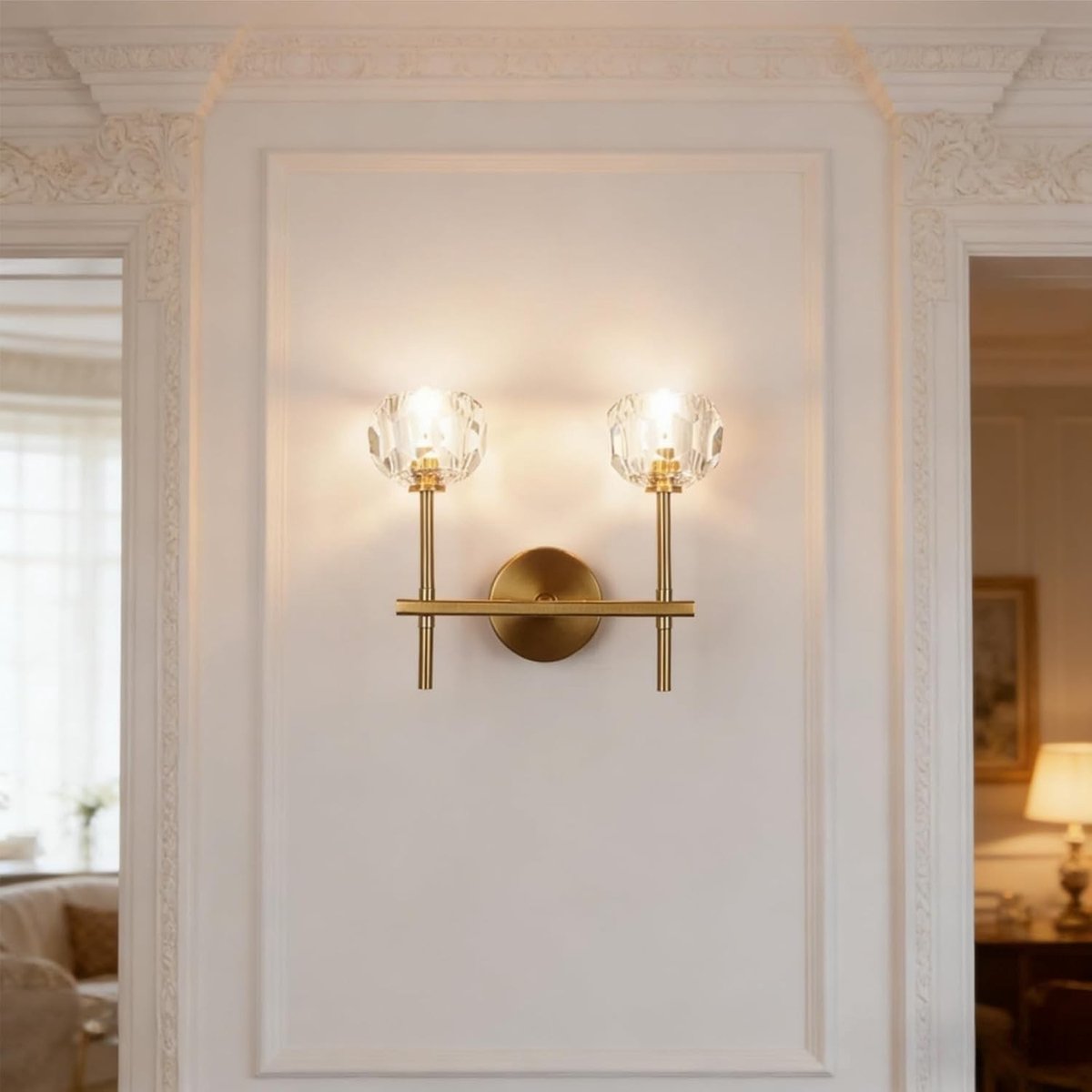 Wandlamp - Goud - 12 cm - Kristallen Wandlamp met Warm Licht - Voor Slaapkamer en Eetkamer