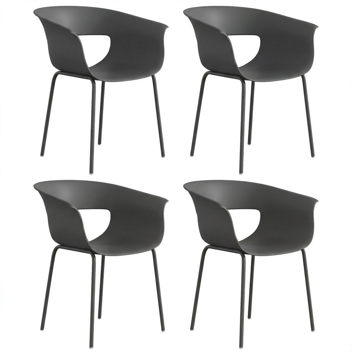 Outsunny Tuinstoel voor buitencomfort-Metaal, kunststof-61L x 51B x 74H cm-Donkergrijs