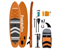 LifeGoods PaddlePro SUP Board - Opblaasbaar Paddle Board - Complete Set - Max. 150KG - 320x81cm - Oranje
