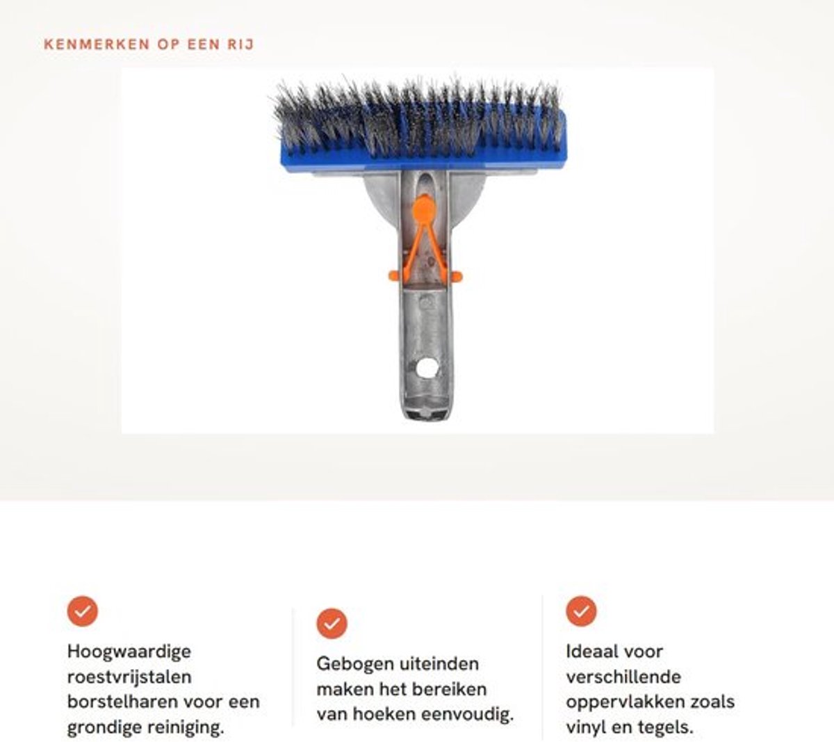 Zwembadborstel 5,5 Inch - Roestvrij Stalen Borstelharen - Gebogen Uiteinden - Hoogefficiënte Zwembadreinigingsborstel - Lichtgewicht 168 g - Zwembadreiniger