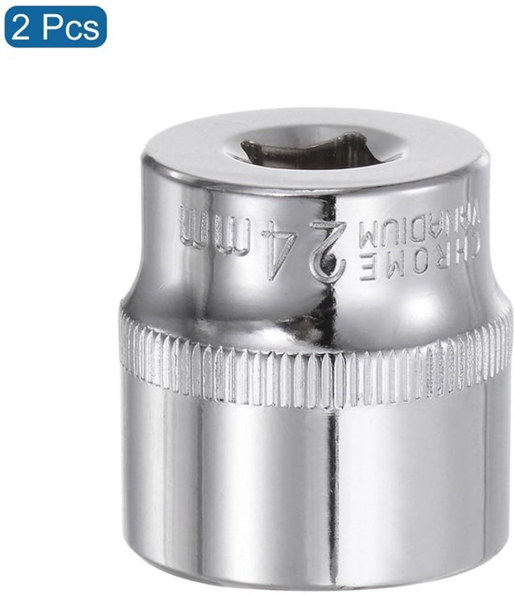 Steeksleutel 24mm - 6-punts Ondiepe Socket - Dopsleutelset - Duurzaam Chroom-Vanadiumstaal - 2 Stuks - Hoge Sterkte - Dopsleutel
