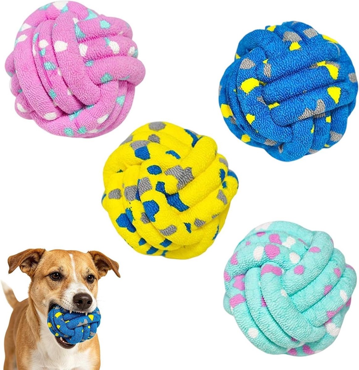 Interactieve Hondenballen - Huisdierenspeelgoed Ballen - Apporteren en Spelen - Bijtbestendig Drijvend Ontwerp - 4 Stuks - Meerdere Kleuren