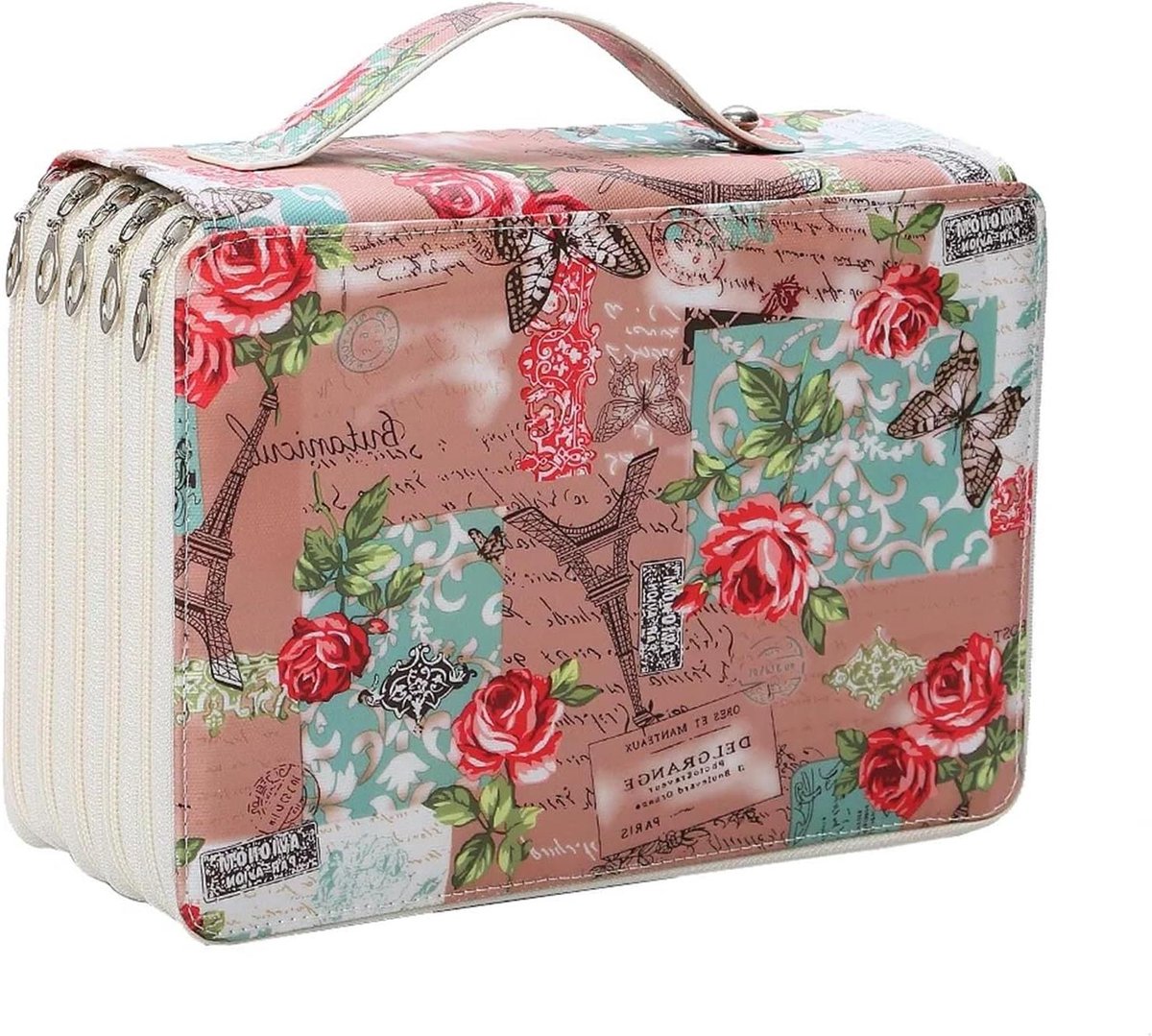 Grote Pennen Etui - Opbergtas Briefpapier - School en Kantoor - 5 Vakken Organizer - 250 Pennen Capaciteit - Stijl 09