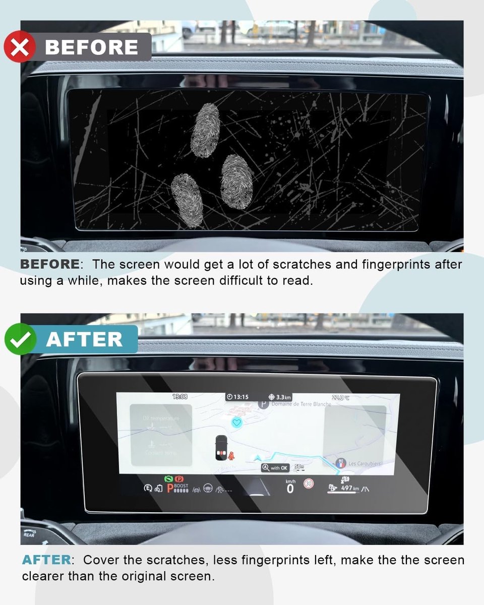 Navigatie Beschermfolie voor VW Tiguan 3 en Passat B9 Variant 2024-2025, 12.9 Inch en 10.25 Inch, Tempered Glass Schermbeschermer voor Digitale Cockpit