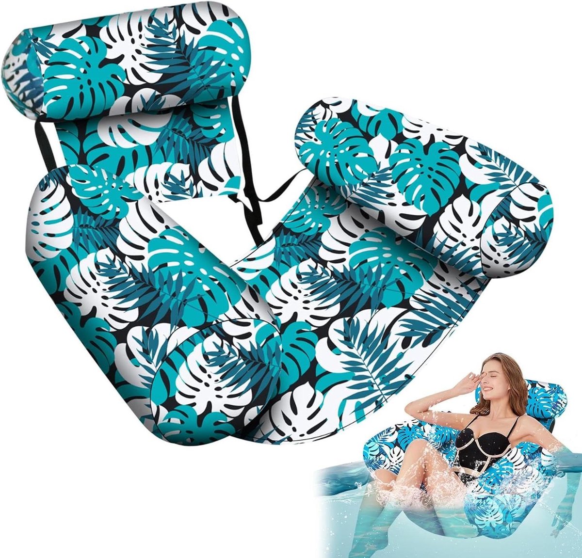 Opblaasbare Hangmat - Zwembad Float - Ontspannen in Water - Draagbaar en Opvouwbaar - 76 x 40.5 x 61 cm